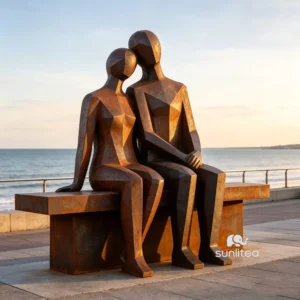 Corten Steel Abstract Couple Sculpture