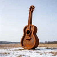 Corten Steel Abstract Guitar Sculpture