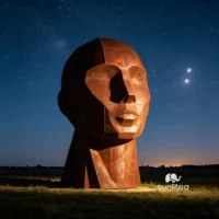 Corten Steel Abstract Head Sculpture