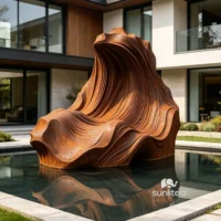 Corten Steel Abstract Wave Sculpture