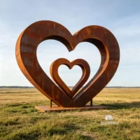 Corten Steel Decorative Abstract Heart Sculpture