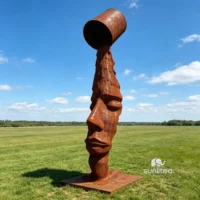Corten Steel Metal Abstract Head Sculpture