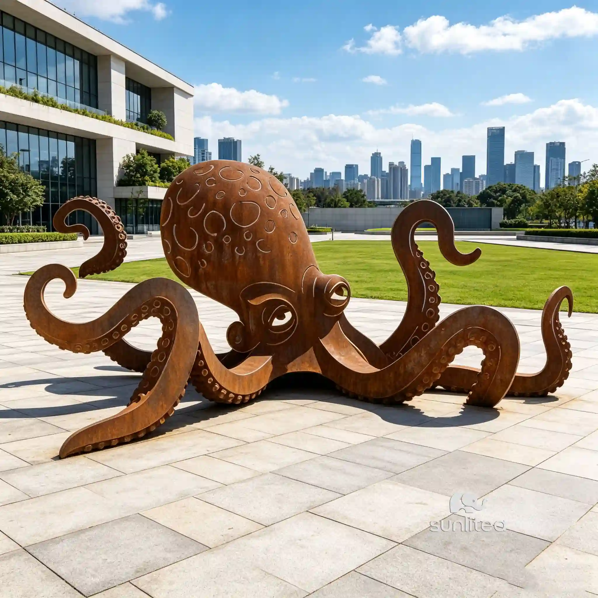 Corten Steel Octopus Statue