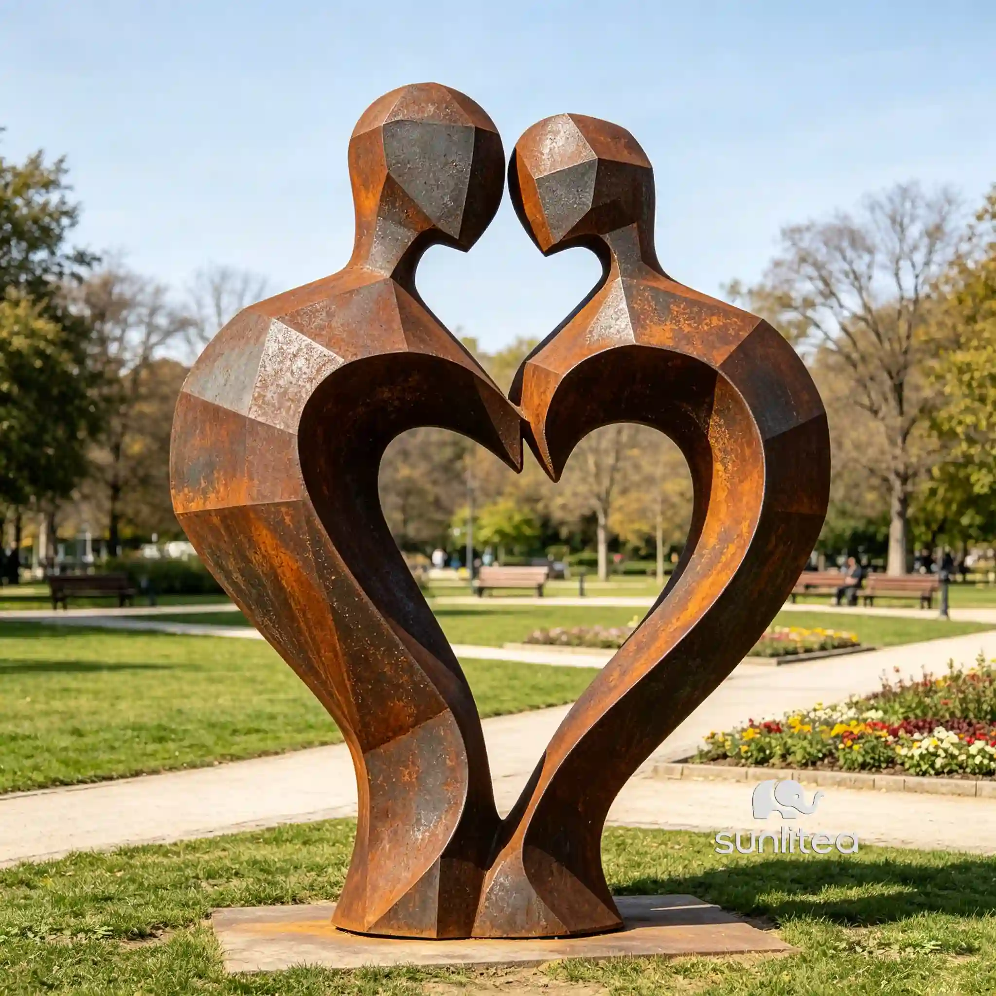 Geometric Abstract Couple Sculpture