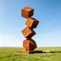 Geometric Abstract Cube Sculpture