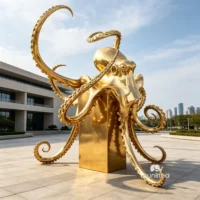 Gold Octopus Statue