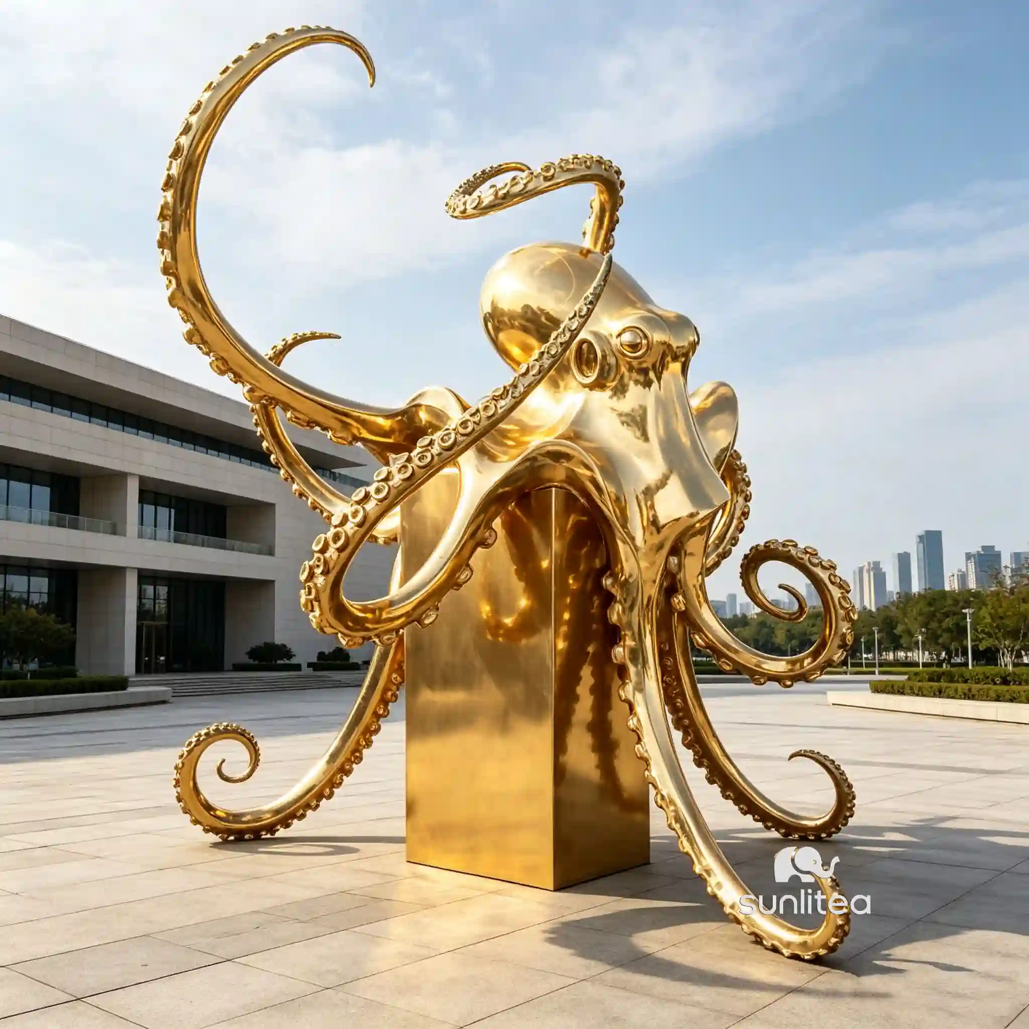Gold Octopus Statue