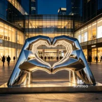 Large Heart Hand Sculpture With Light