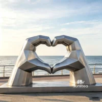 Large Metal Hand Heart Sculpture