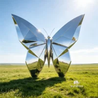 Mirror Geometric Abstract Butterfly Sculpture