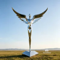 Mirror Metal Abstract Angel Sculpture