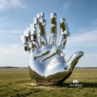 Mirror Metal Abstract Hand Sculpture