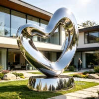 Mirror Metal Abstract Love Sculpture