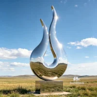 Mirror Metal Flame Sculpture