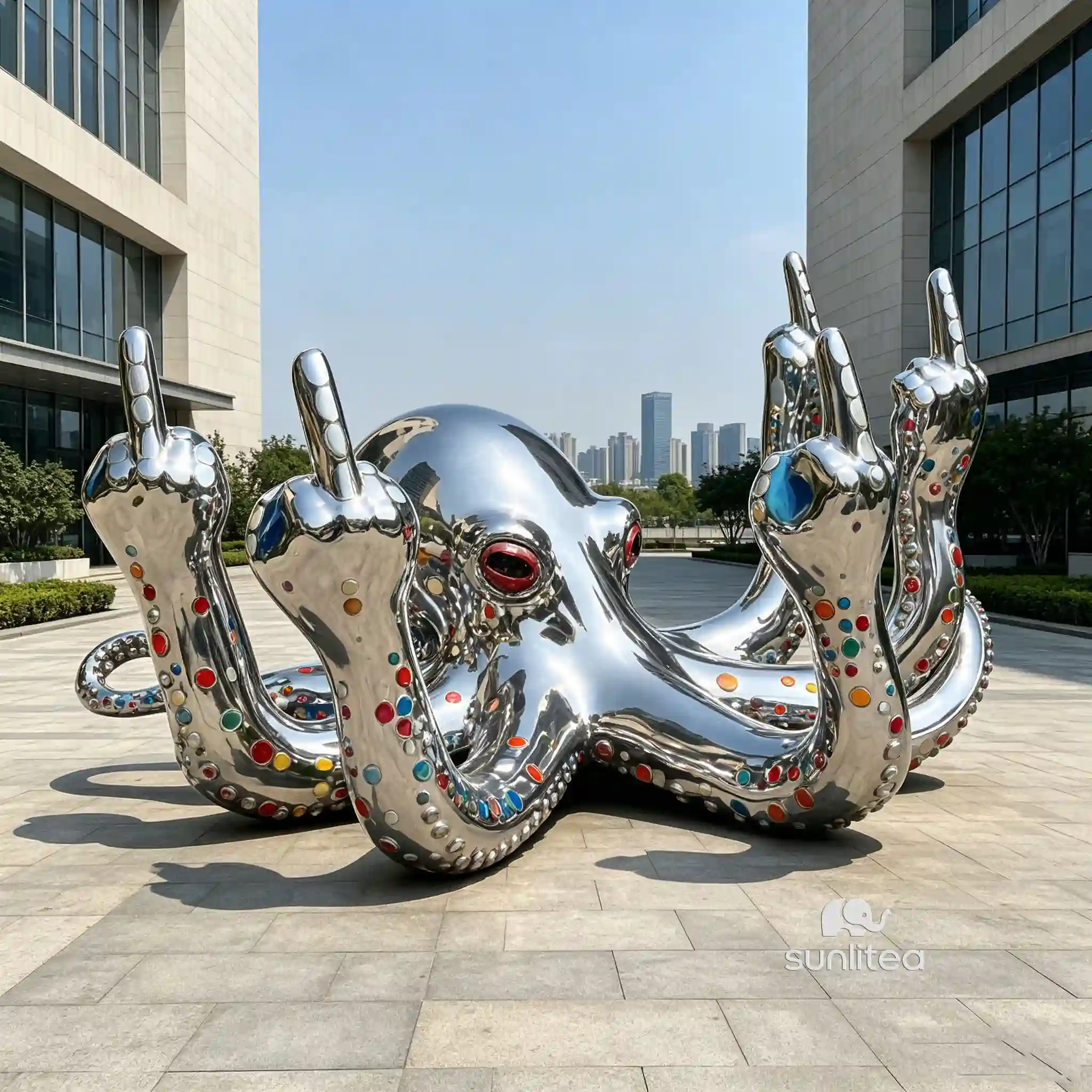 Octopus Middle Finger Statue