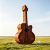 Outdoor Rust Abstract Guitar Sculpture