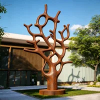 Outdoor Rust Decor Abstract Tree Sculpture