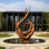 Rust Abstract Wave Sculpture