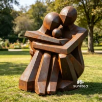 Rust Geometric Abstract Lovers Sculpture