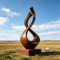 Rust Metal Abstract Flame Sculpture