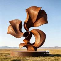 Rust Metal Abstract Flower Sculpture
