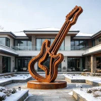 Rust Metal Abstract Guitar Sculpture