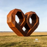 Rust Metal Abstract Heart Sculpture