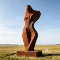 Rust Metal Abstract Torso Sculpture