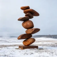 Rust Stacked Abstract Rock Sculpture