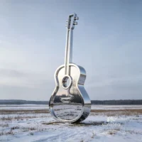 Stainless Steel Abstract Guitar Sculpture