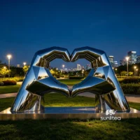 Stainless Steel Hand Heart Sculpture