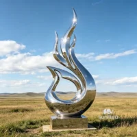 Stainless Steel Outdoor Fire Sculpture