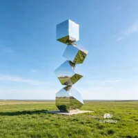 Sunlitea Abstract Cube Sculpture